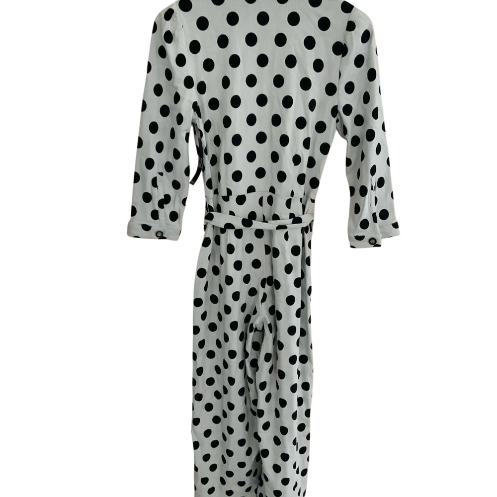New York & Company Black Polka Dot White Jumpsuit - Picture 6 of 10